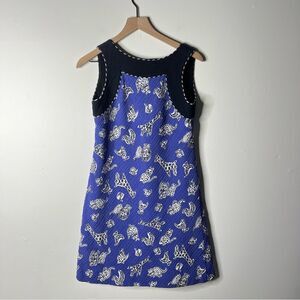 Bob Mackie Quirky Animal Print Sketch Wearable Art Blue and Black Dress